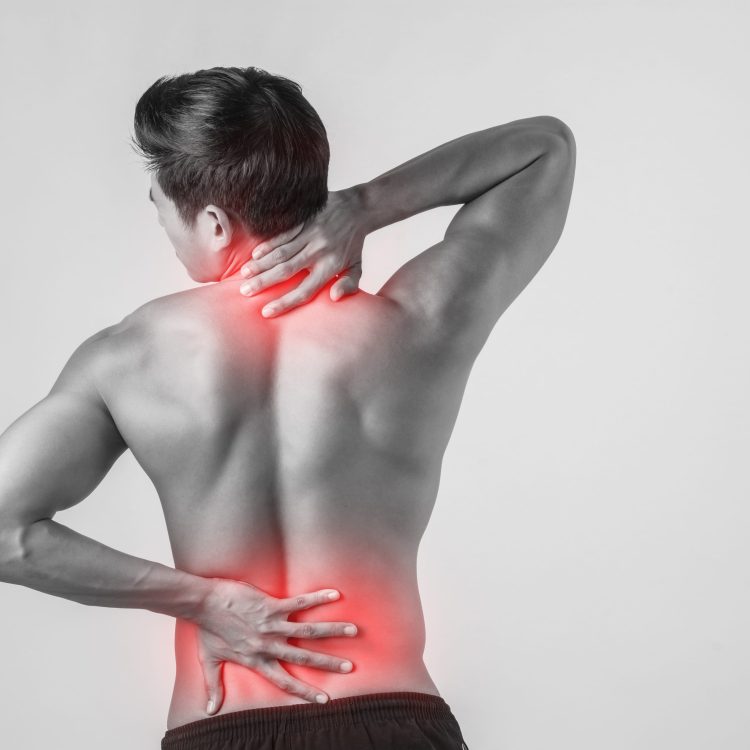 A guy experiencing musculoskeletal discomfort in his neck and hand.