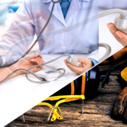 Occupational Health specialist guiding workers on injury prevention and safety.