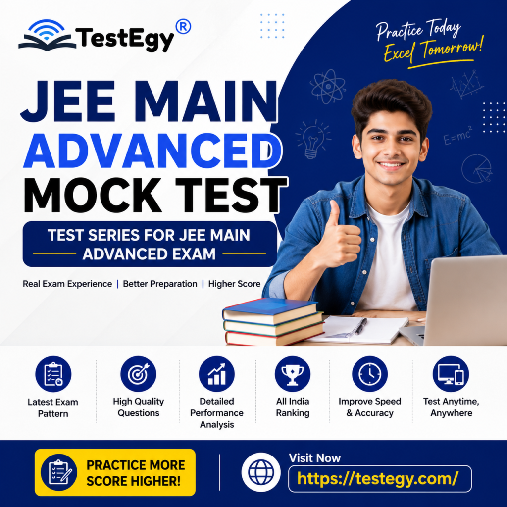 JEE Main Advanced Mock Test, Test Series for JEE Main Advanced Exam,JEE Mock Test, JEE Main Practice Test, JEE Advanced Test Series, IIT JEE Preparation, Online Mock Test JEE, JEE Practice Questions, Engineering Entrance Exam, TestEgy JEE Series