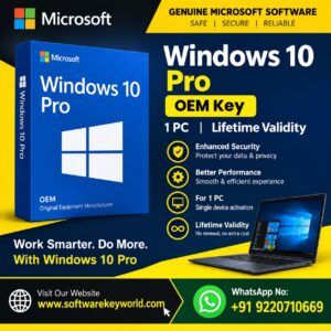 Windows 10 Home key, Windows 10 Home OEM key , OEM license, lifetime activation, 1 PC license, digital key, Windows activation, genuine Windows license, SoftwareKeyWorld