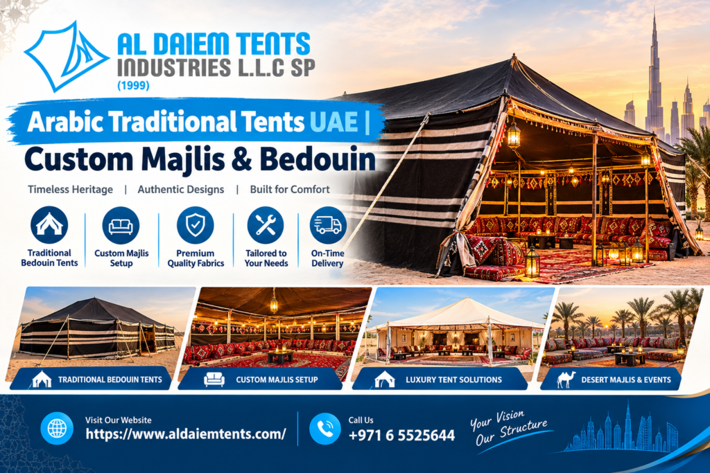 tent manufacturer UAE, car parking shades Dubai, custom tents Dubai, tensile shade structures, Arabic majlis tents, solar car parking shades, outdoor shade solutions UAE