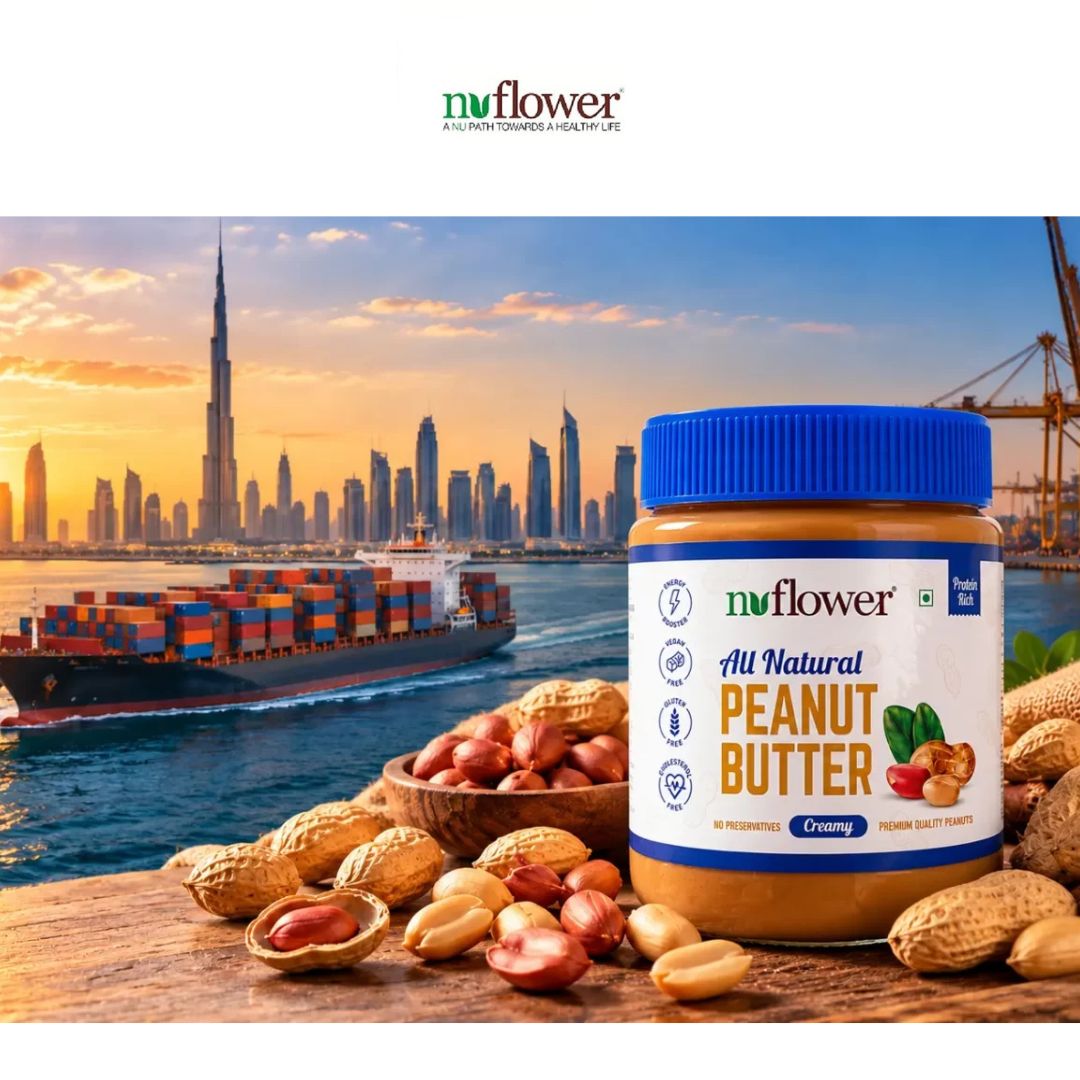 private label peanut butter for UAE brands, private label peanut butter manufacturer India, peanut butter manufacturer Jebel Ali export, custom peanut butter recipe development, low MOQ private label peanut butter, FSSC 22000 BRCGS certified peanut butter manufacturer, own label nut butter supplier UAE