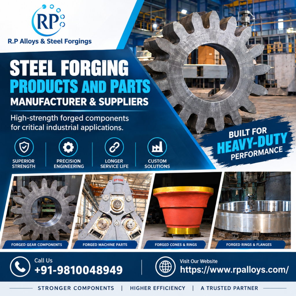 Industrial Products Manufacturer in India, Industrial Products Supplier, Industrial Castings Manufacturer, Steel Forgings Manufacturer, Heavy Engineering Components, Custom Machined Components, R.P. Alloys Ghaziabad